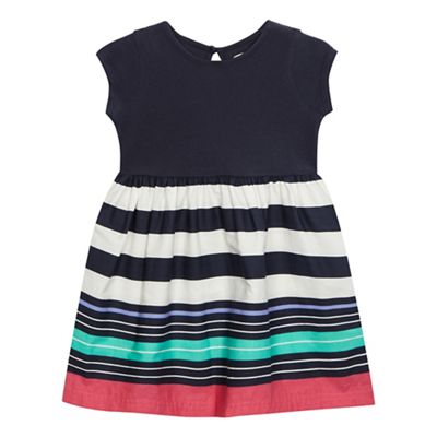 bluezoo Girls' navy striped print dress